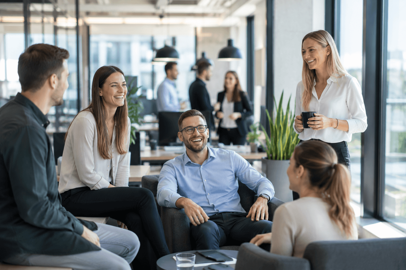Mitarbeiter im Austausch in einem Unternehmen in München